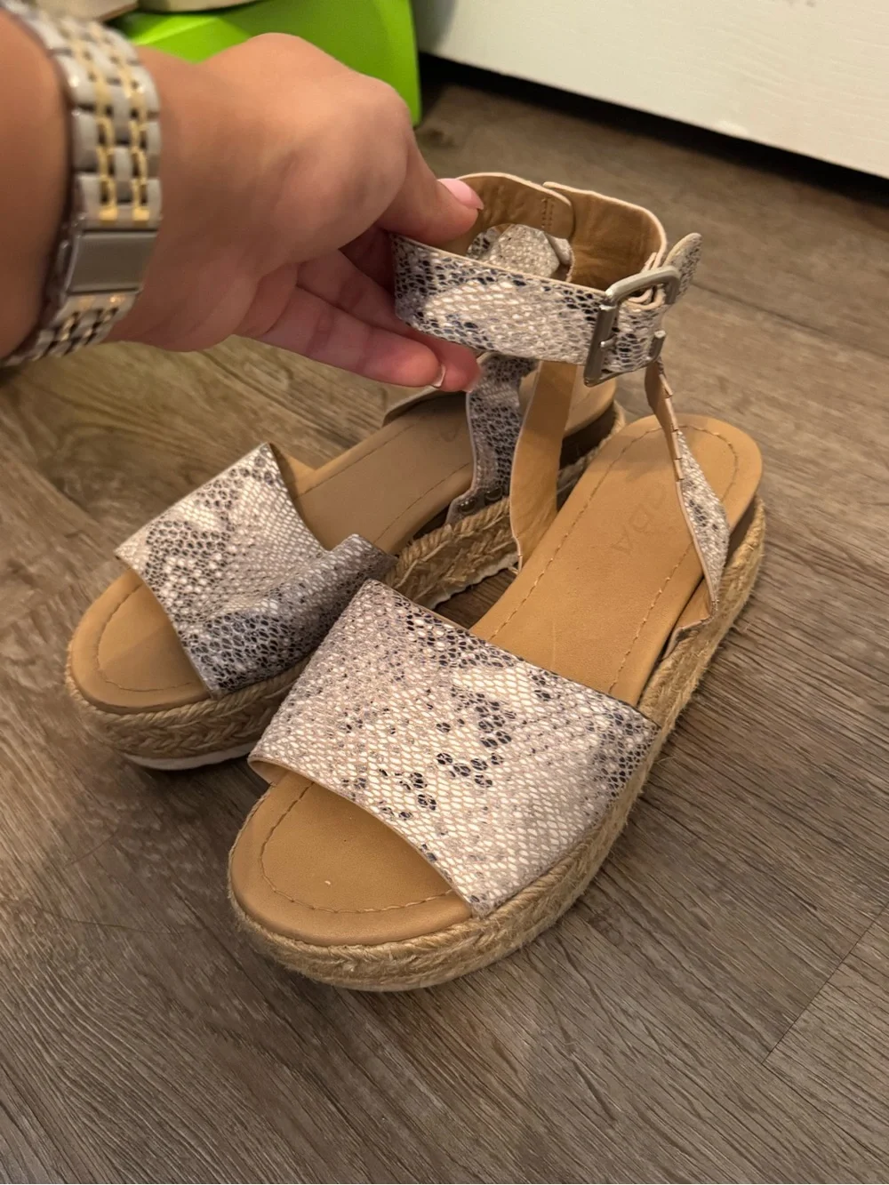 Soda Snake-Print Espadrille Platform Sandals - Beige